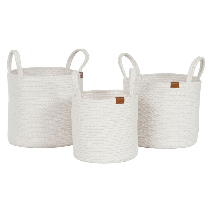 Set de basket Home ESPRIT Blanc Moderne 30 x 30 x 28 cm (3 Pièces)