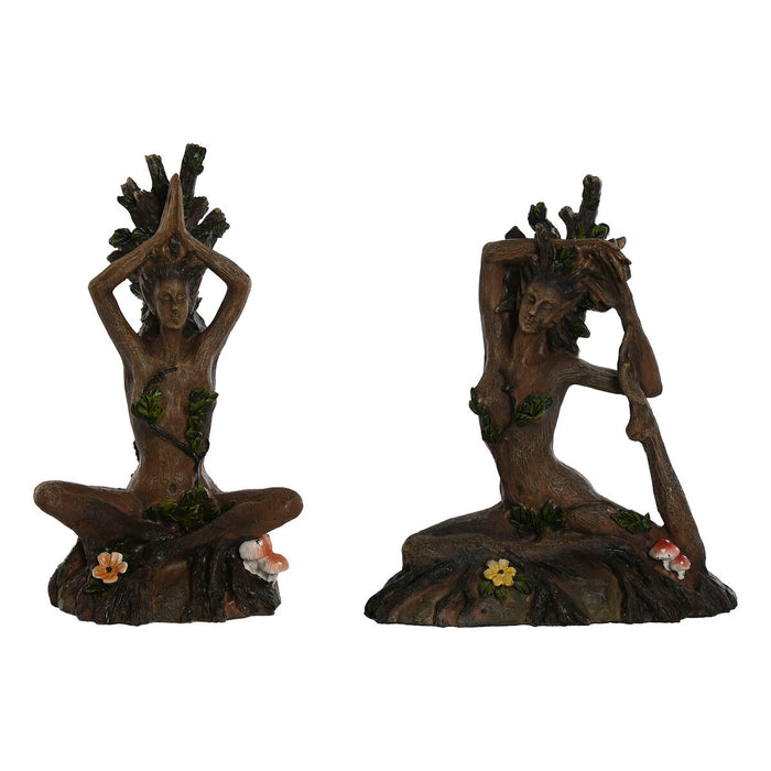 Figura Decorativa Home ESPRIT Marrón Yoga Indio 13 x 6 x 16 cm (2 Unidades)