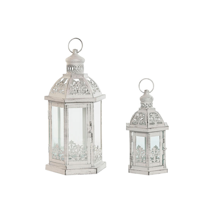 Street lamp Home ESPRIT White Metal Crystal Shabby Chic Aged finish 18 x 16 x 35 cm (2 Pieces)