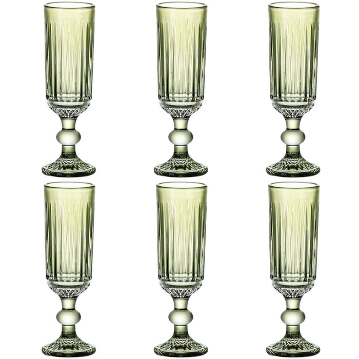 Set of cups Home ESPRIT Green Crystal 6 x 6 x 18,4 cm (6 Units)