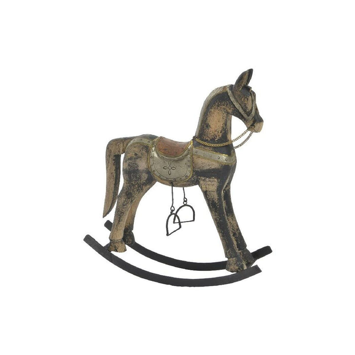 Figura Decorativa Home ESPRIT Marrón Negro Gris Natural Caballo 41 x 12 x 49 cm