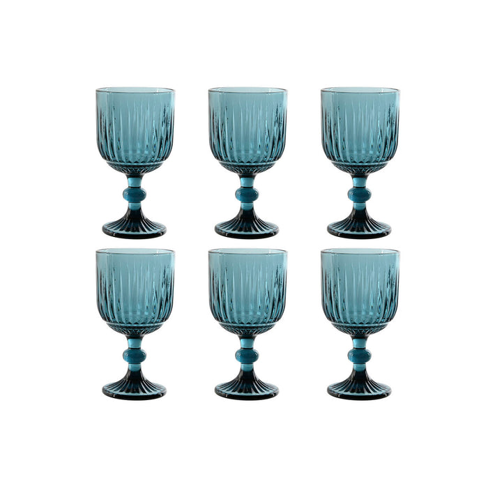 Set de Verres Home ESPRIT Bleu Verre 8,8 x 8,8 x 16,3 cm (6 Unités)