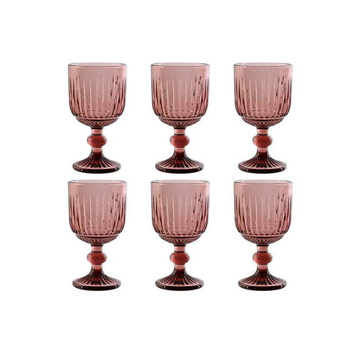 Set de Copas Home ESPRIT Rosa Cristal 8 x 8 x 14,5 cm (6 Unidades)