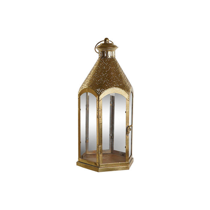 Portavelas Home ESPRIT Dorado Metal Cristal 23 x 23 x 48 cm