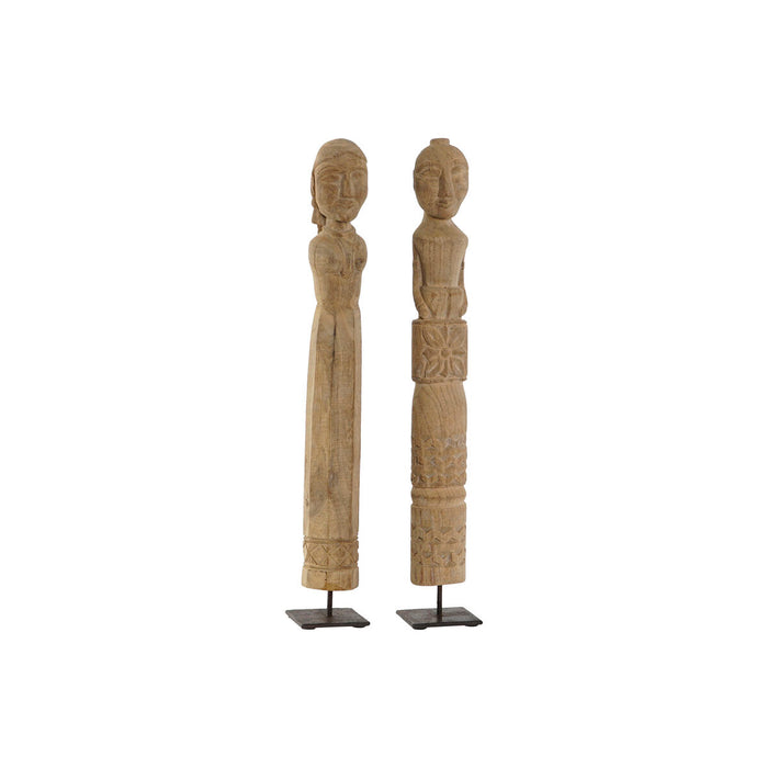 Figura Decorativa Home ESPRIT Natural 7,5 x 7,5 x 50 cm Estatua (2 Piezas)