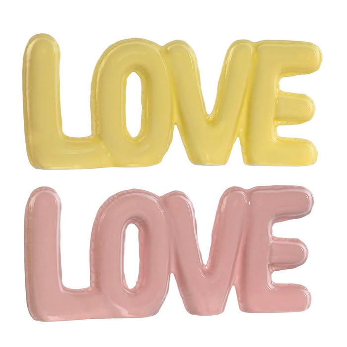 Figura Decorativa Home ESPRIT LOVE Amarillo Rosa Infantil 24 X 2,5 X 10 cm (2 Unidades)