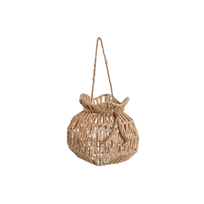 Portavelas Home ESPRIT Natural Metal Cuerda 15 x 15 x 20 cm