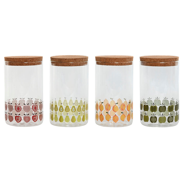 Tin Home ESPRIT Yellow Green Natural Cork Silicone Borosilicate Glass Shabby Chic 1 L (4 Units)