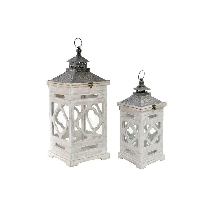 Street lamp Home ESPRIT White Crystal Fir Ethnic Arab 26 x 26 x 66 cm (2 Pieces)