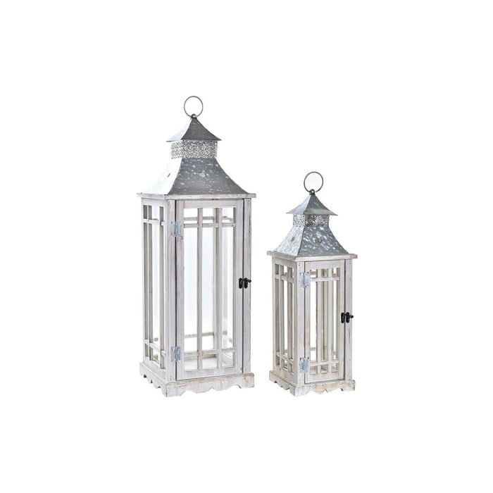 Street lamp Home ESPRIT Silver Natural Crystal Fir Oriental 24 x 24 x 70 cm (2 Pieces)