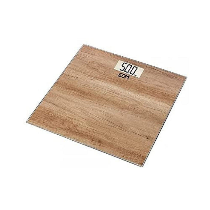 Báscula Digital de Baño EDM 07531 Marrón Madera Cristal 180 kg