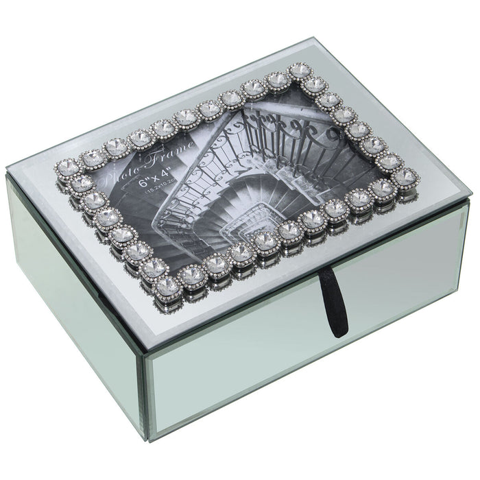 Boîte à bijoux Alexandra House Living Gris Verre Miroir 20 x 7 x 15 cm