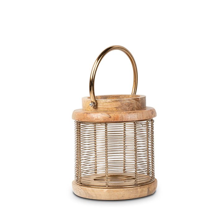 Farol Alexandra House Living Dorado Madera 15 x 20 x 15 cm