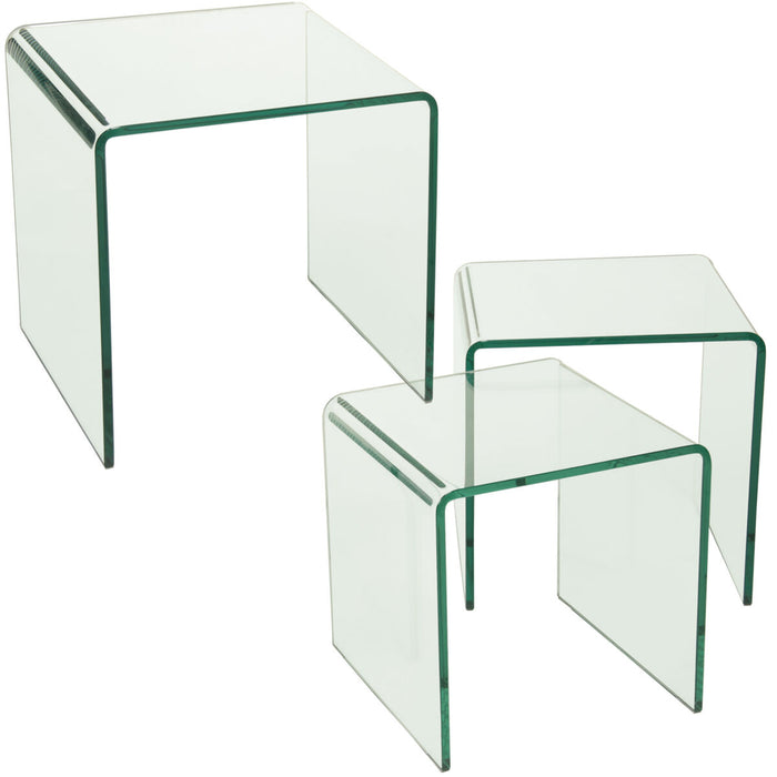 Jeu de 3 tables Alexandra House Living Transparent Verre