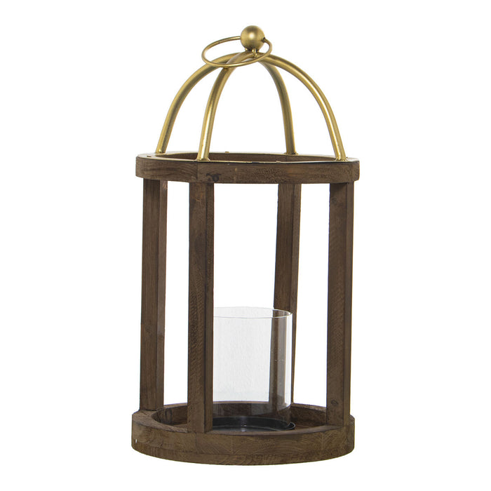 Farol Alexandra House Living Madera Metal Cristal 22 x 45 x 22 cm Portavelas