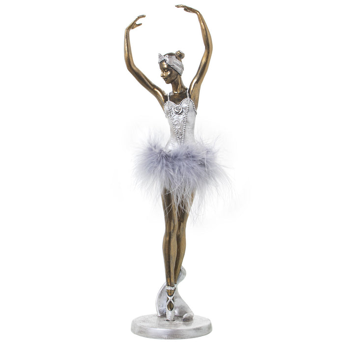 Decorative Figure Alexandra House Living White Silver Acrylic Plastic Melamin Ballerina 9 x 8 x 33 cm