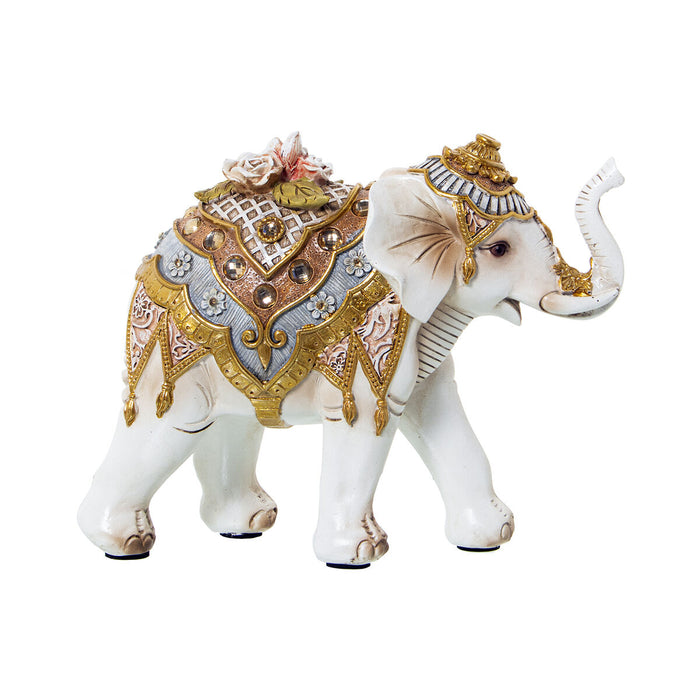 Figura Decorativa Alexandra House Living Blanco Dorado Acrílico Plástico Melamina Elefante