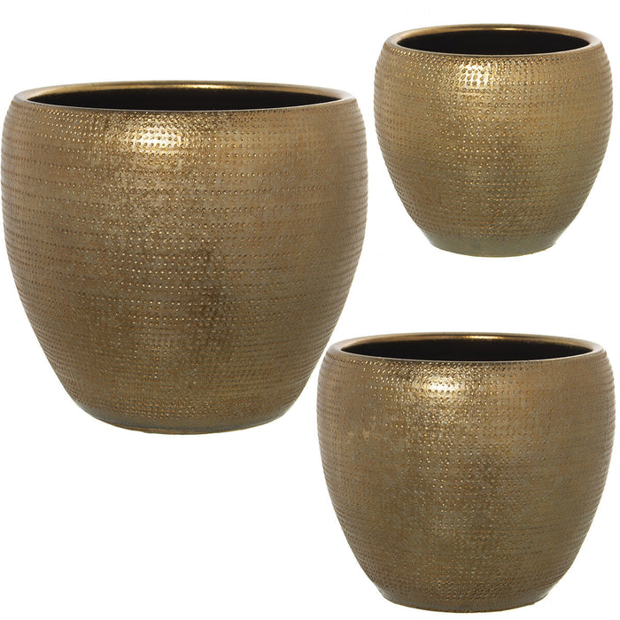 Set of Planters Alexandra House Living Golden Ceramic (3 Pieces)