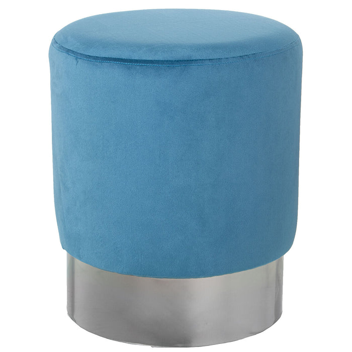 Pouf Alexandra House Living Bleu Argenté Velours Bois 10 x 42 x 35 cm