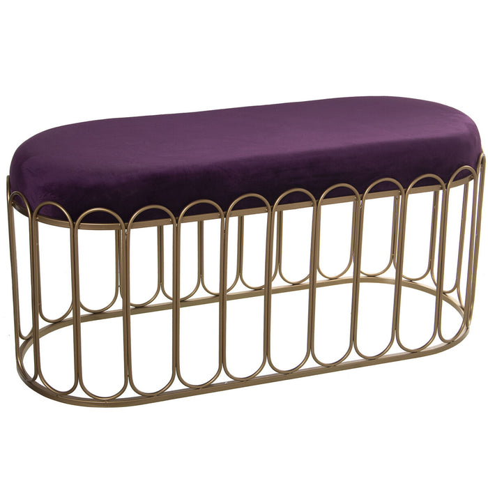 Banquette Alexandra House Living Violet Doré Velours Métal 100 x 47 x 40 cm