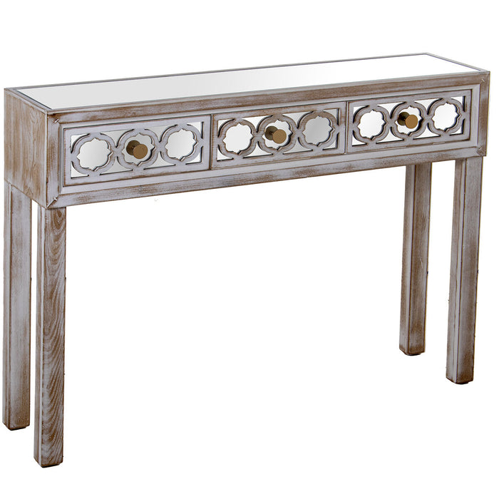 Console Alexandra House Living Transparent Golden Wood 110 x 80 x 25 cm