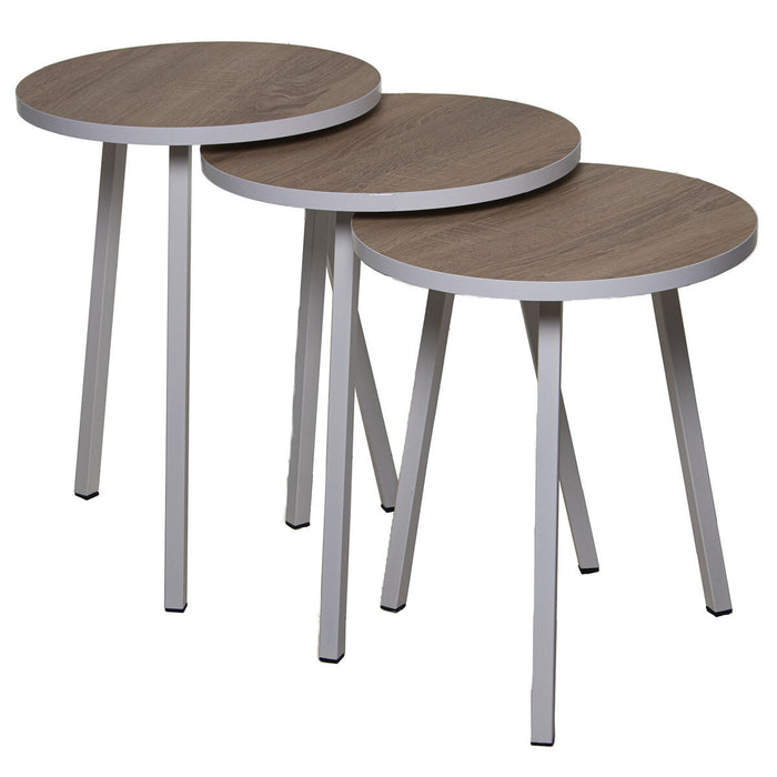 Jeu de 3 tables Alexandra House Living Blanc Marron Bois