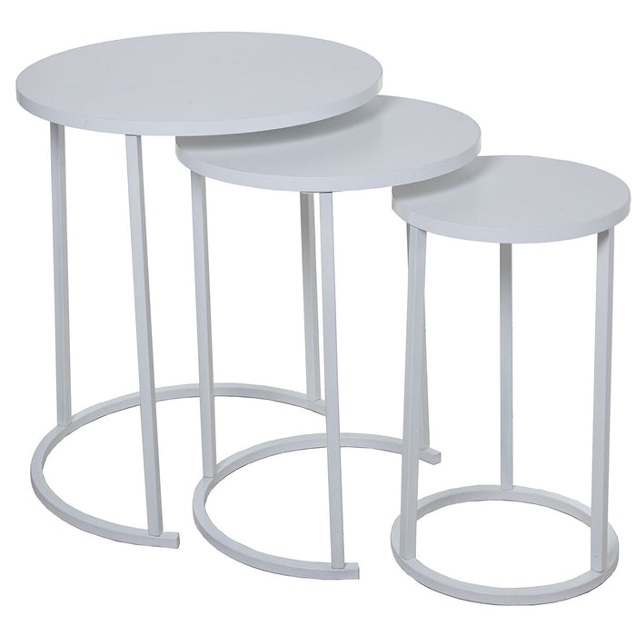 Jeu de 3 tables Alexandra House Living Blanc Gris Bois