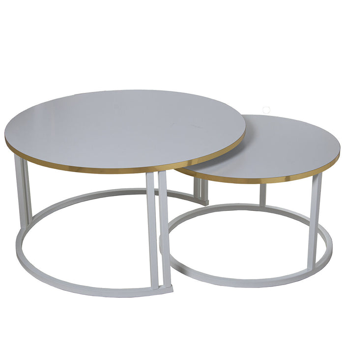 Jeu de 2 tables Alexandra House Living Blanc Gris Bois 80 x 43 x 80 cm