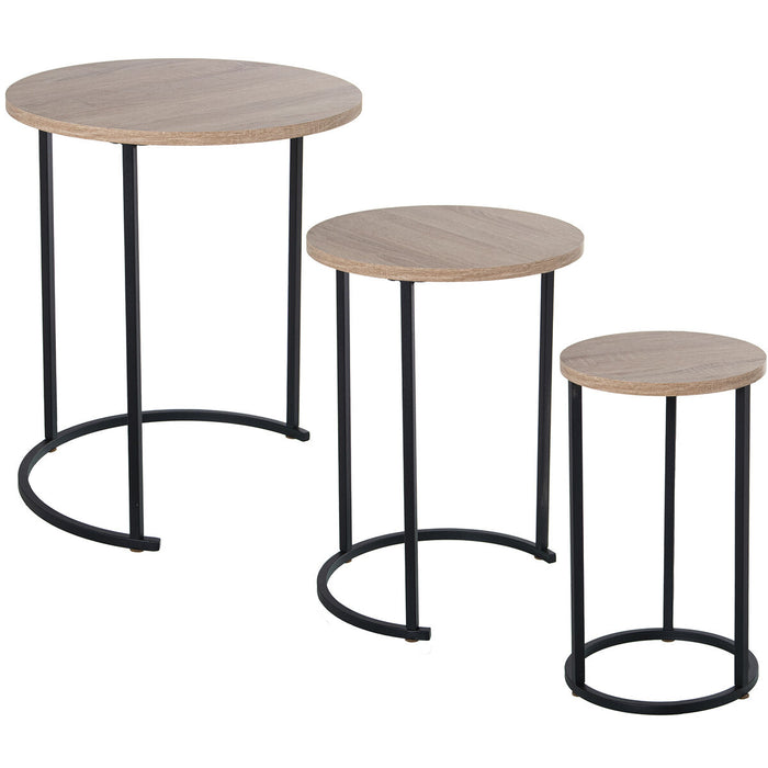 Jeu de 3 tables Alexandra House Living Marron Noir Bois