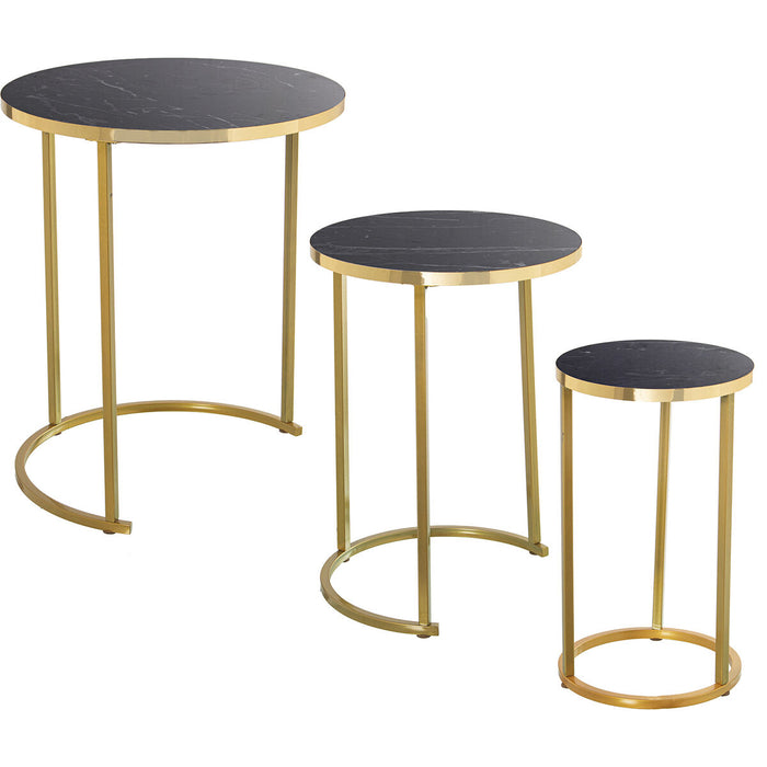 Jeu de 3 tables Alexandra House Living Noir Doré Bois