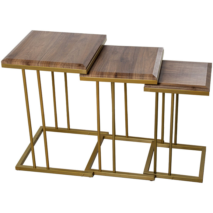 Set of 3 tables Alexandra House Living Brown Golden Wood