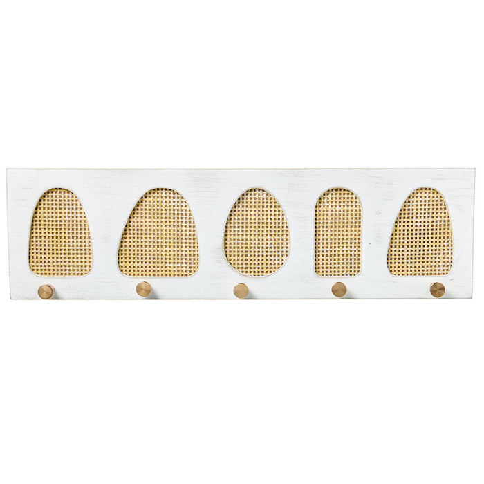 Wall mounted coat hanger Alexandra House Living Yellow White Wood 60 x 17 x 4 cm 5 Hangers