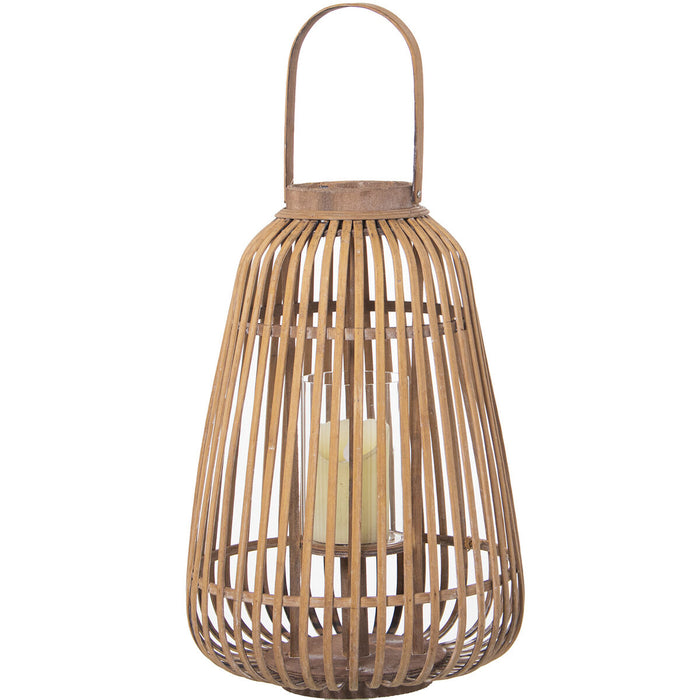 Farol Alexandra House Living Marrón Mimbre 30 x 45 x 30 cm Portavelas