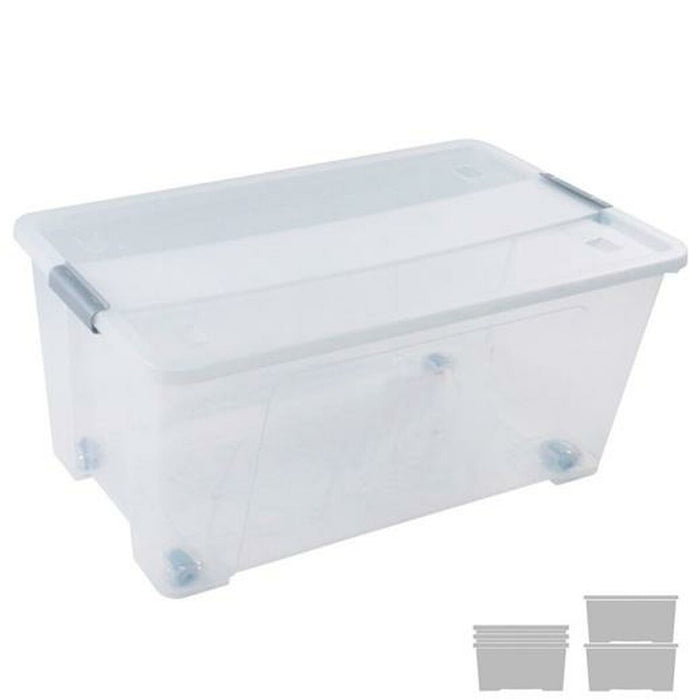 Storage Box with Lid Archivo 2000 Transparent polypropylene 61 L Stackable