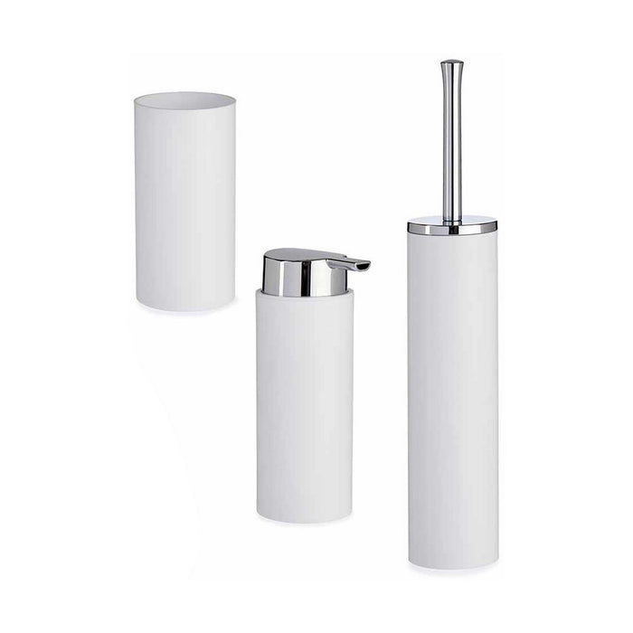 Bath Set White 3 Pieces Plastic