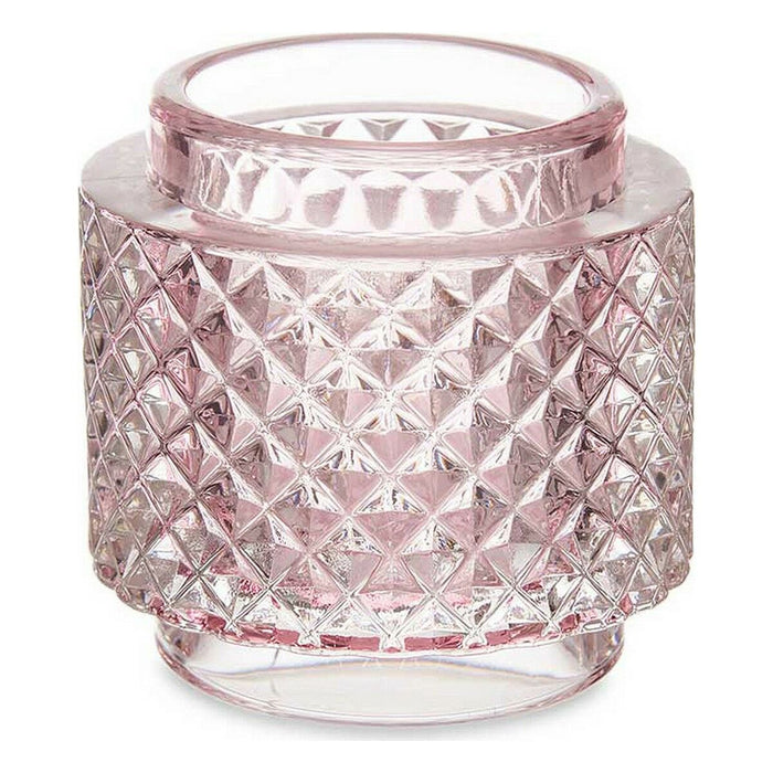 Bougeoir 9 x 8,8 x 9 cm Rose verre