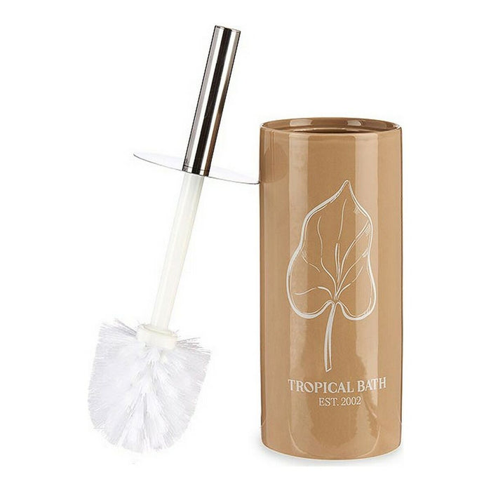 Toilet Brush Tropical Bath White Brown Silver Ceramic 9,6 x 32 x 9,6 cm