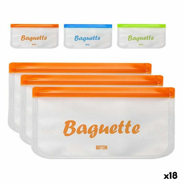 Bolsa Reutilizable para Alimentos Quttin 3 Piezas 30 x 15 cm (18 Unidades)