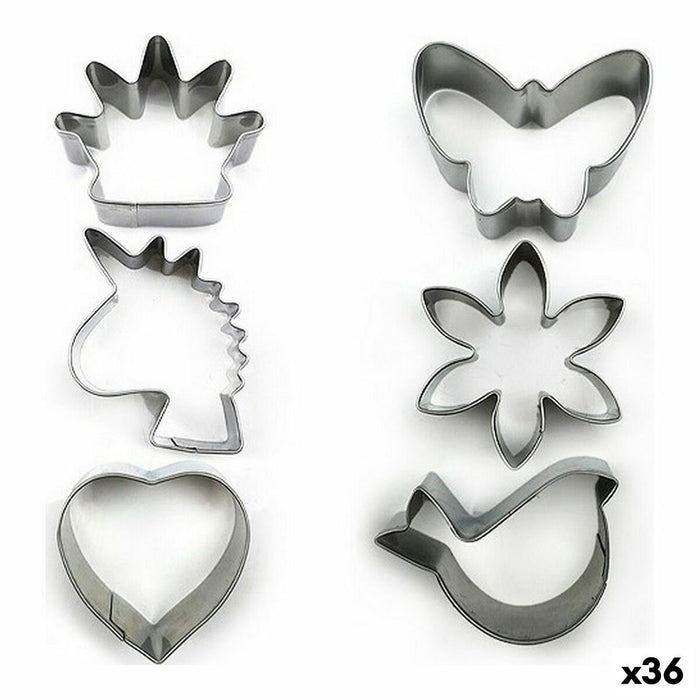 Set de Moldes de Repostería Formas Acero Inoxidable Plateado 3 Piezas (36 Unidades) (3 pcs)