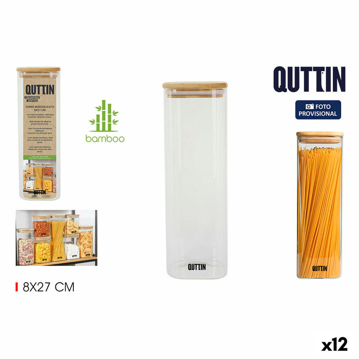 Bote Quttin Bambú Cuadrado 1,3 L 8 x 27 cm (12 Unidades)