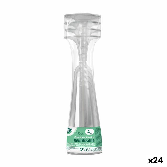 Verres à champagne réutilisables Algon Transparent 24 Unités 150 ml (4 Pièces)