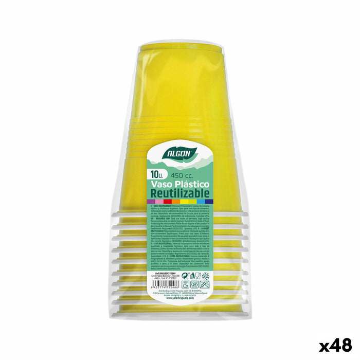 Lot de verres réutilisables Algon Jaune 48 Unités 450 ml (10 Pièces)