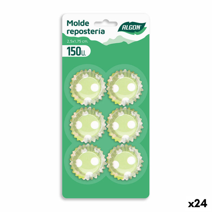 Moldes para Magdalenas Algon Verde Lunares Desechables (150 Piezas) (24 Unidades)