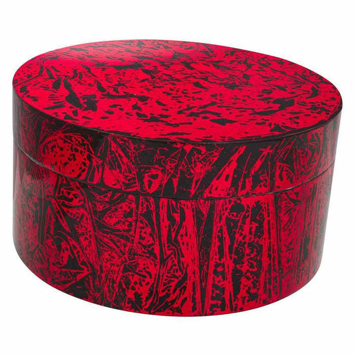 Caja Decorativa Alexandra House Living Negro Rojo Cerámica Madera MDF 25 x 13 x 25 cm