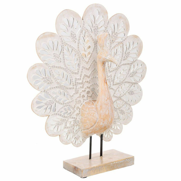 Figura Decorativa Alexandra House Living Natural Vidrio Madera MDF Pavo real 53 x 12 x 46 cm