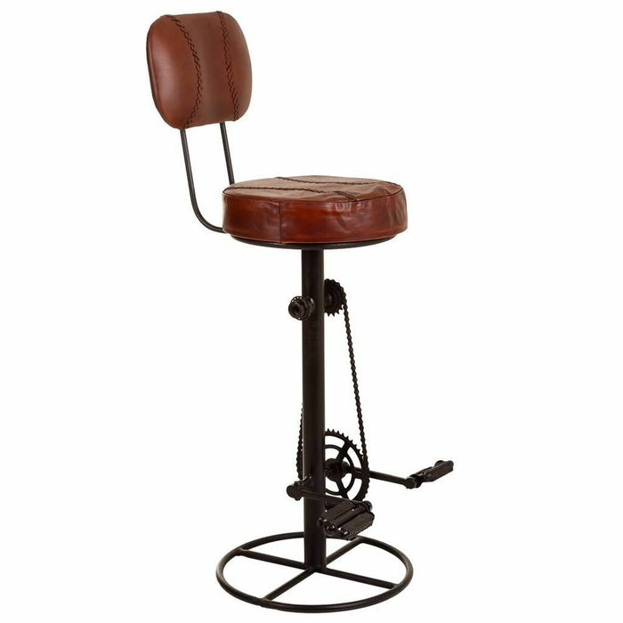 Tabouret Alexandra House Living Marron Noir Cuir Fer 41 x 117 x 41 cm Pédales