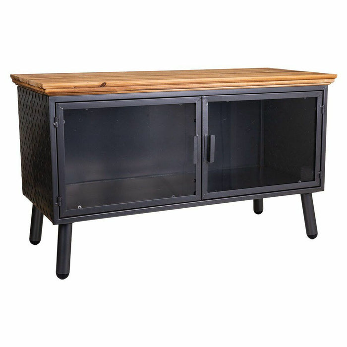 Meuble d'Appoint Alexandra House Living Marron Noir Gris verre Fer Bois d'épicéa 42 x 55 x 94 cm