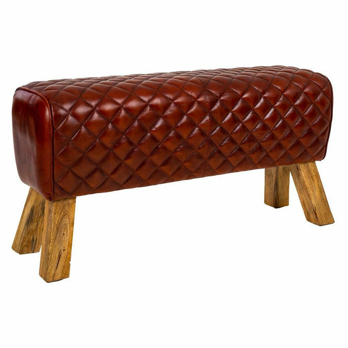 Bench Alexandra House Living Leather Mango wood 46 x 35 x 89 cm