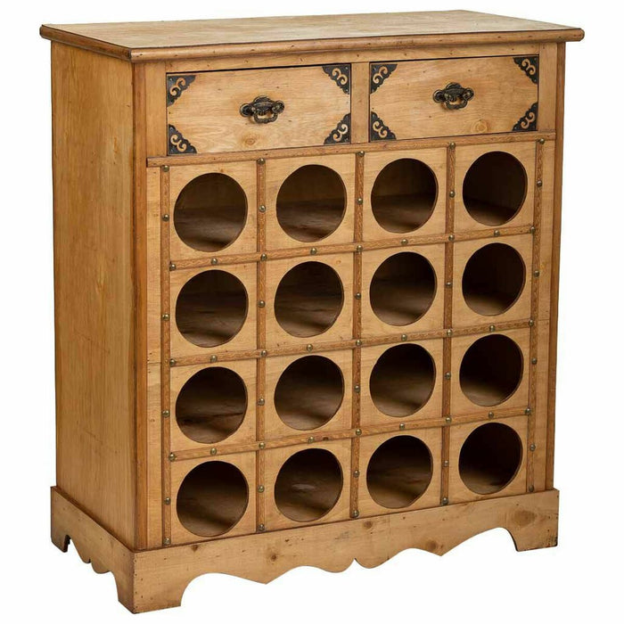 Botellero Alexandra House Living Marrón Madera Metal 31 x 69 x 63 cm Mueble 2 cajones 16 botellas