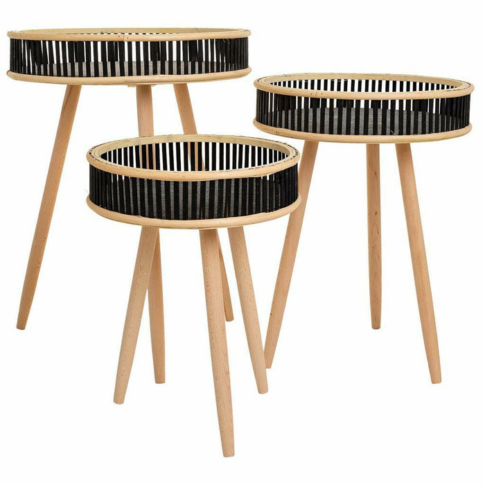 Jeu de 3 tables Alexandra House Living Noir Bois Bambou